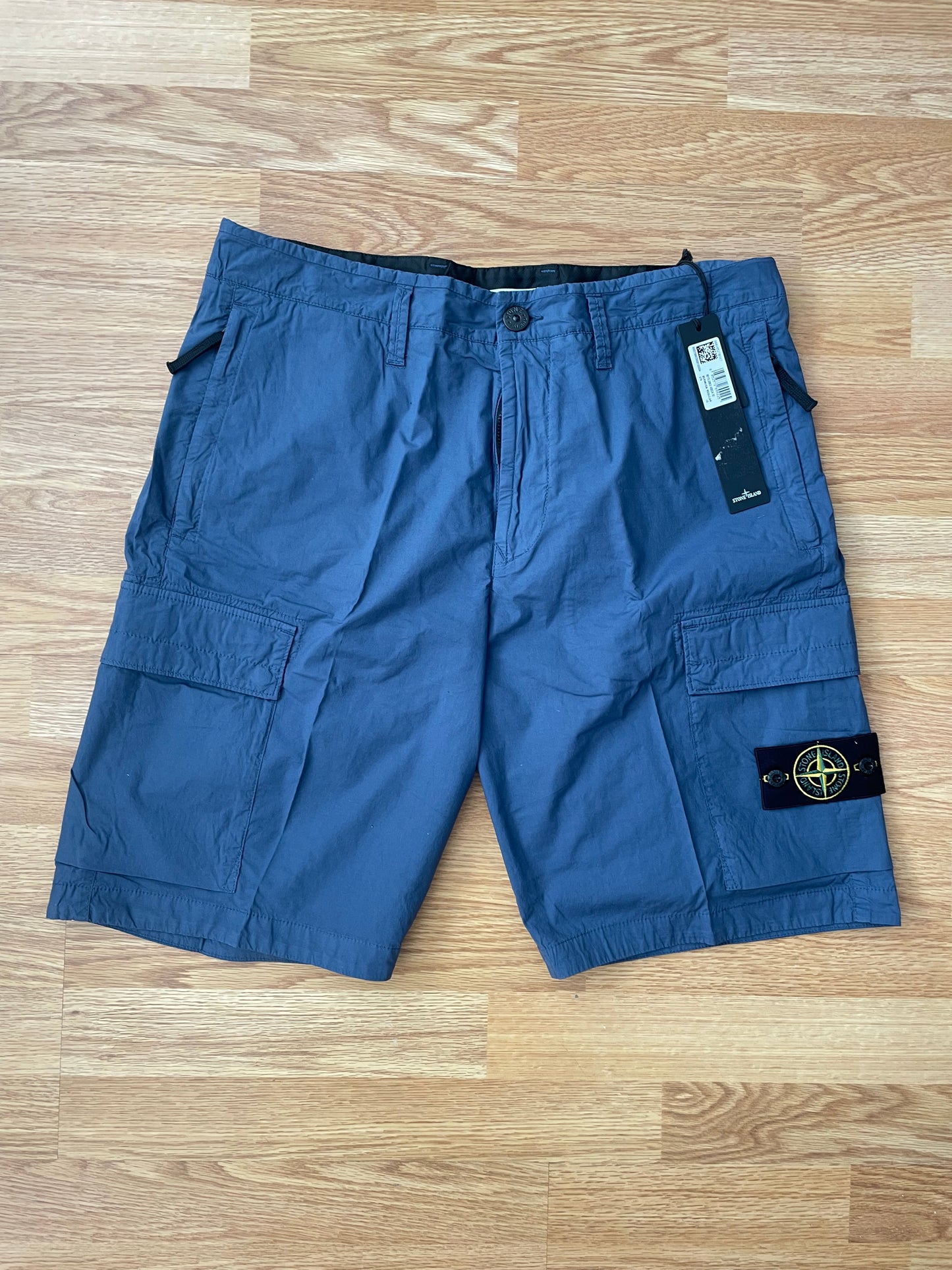 Avio Blue Stone Island Tela Cargo Shorts