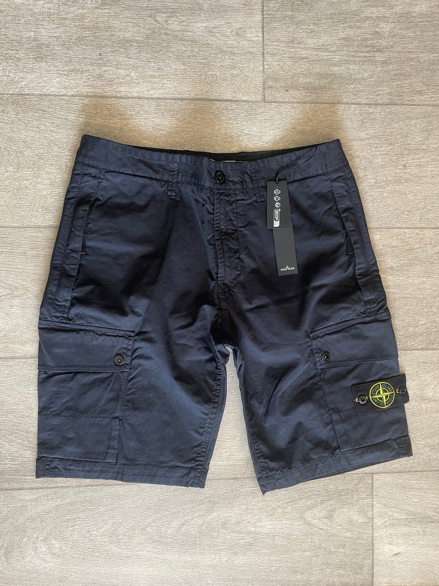 Navy Stone Island Cargo Shorts