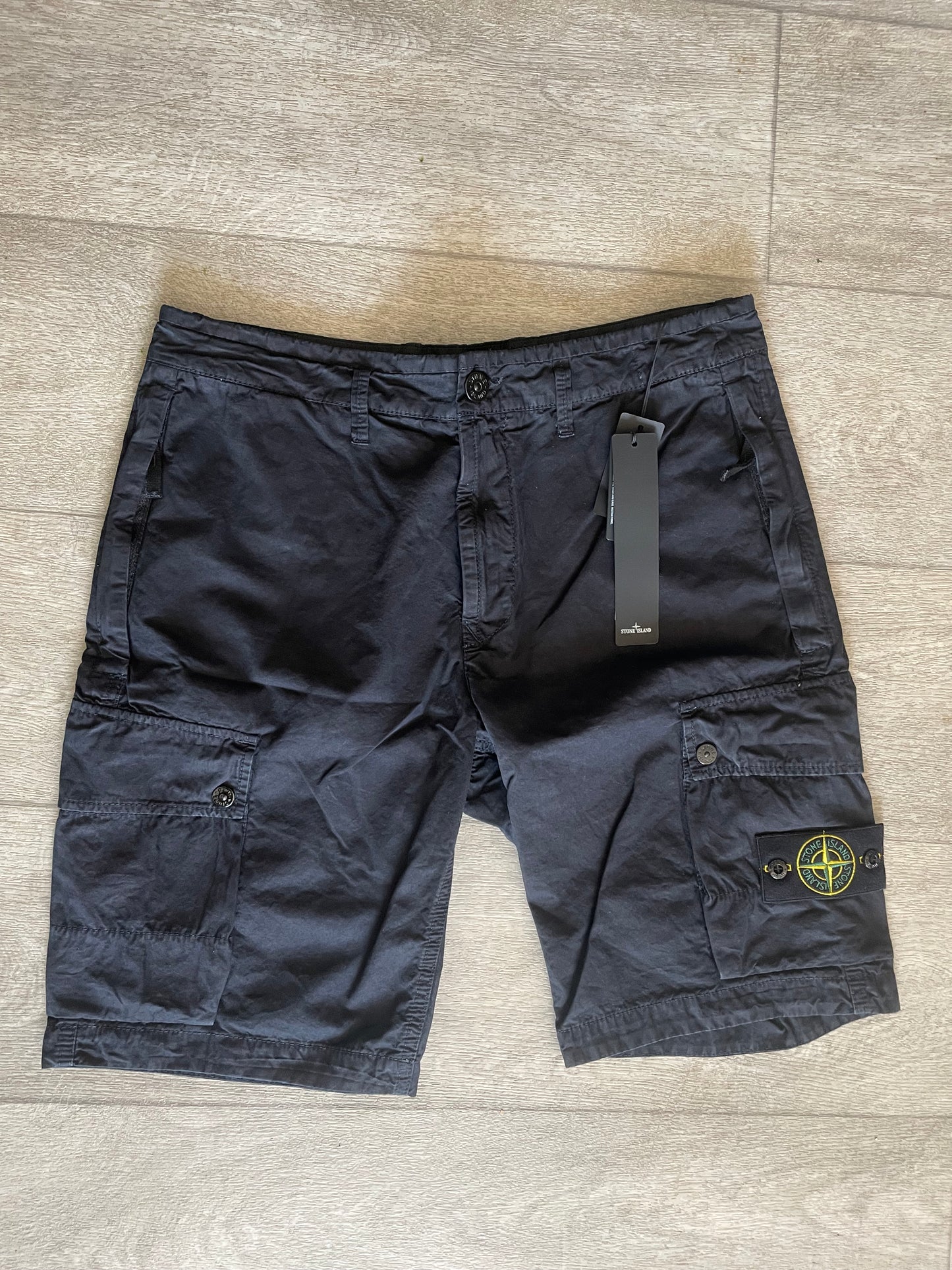 Navy Stone Island Cargo Shorts