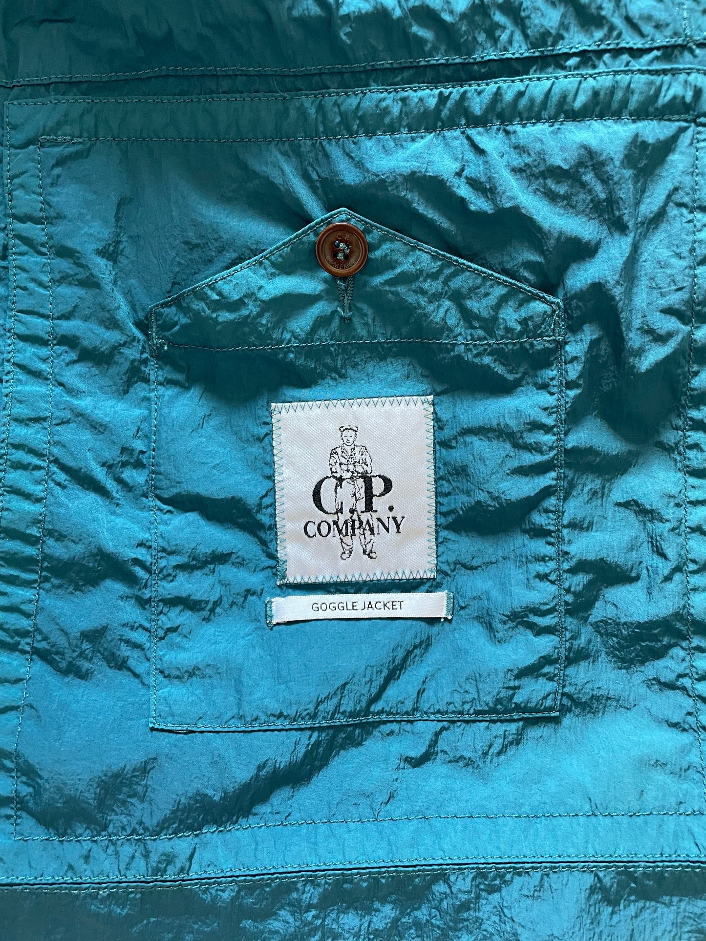 Teal Blue C.P. Company Shimmer Goggle Jacket