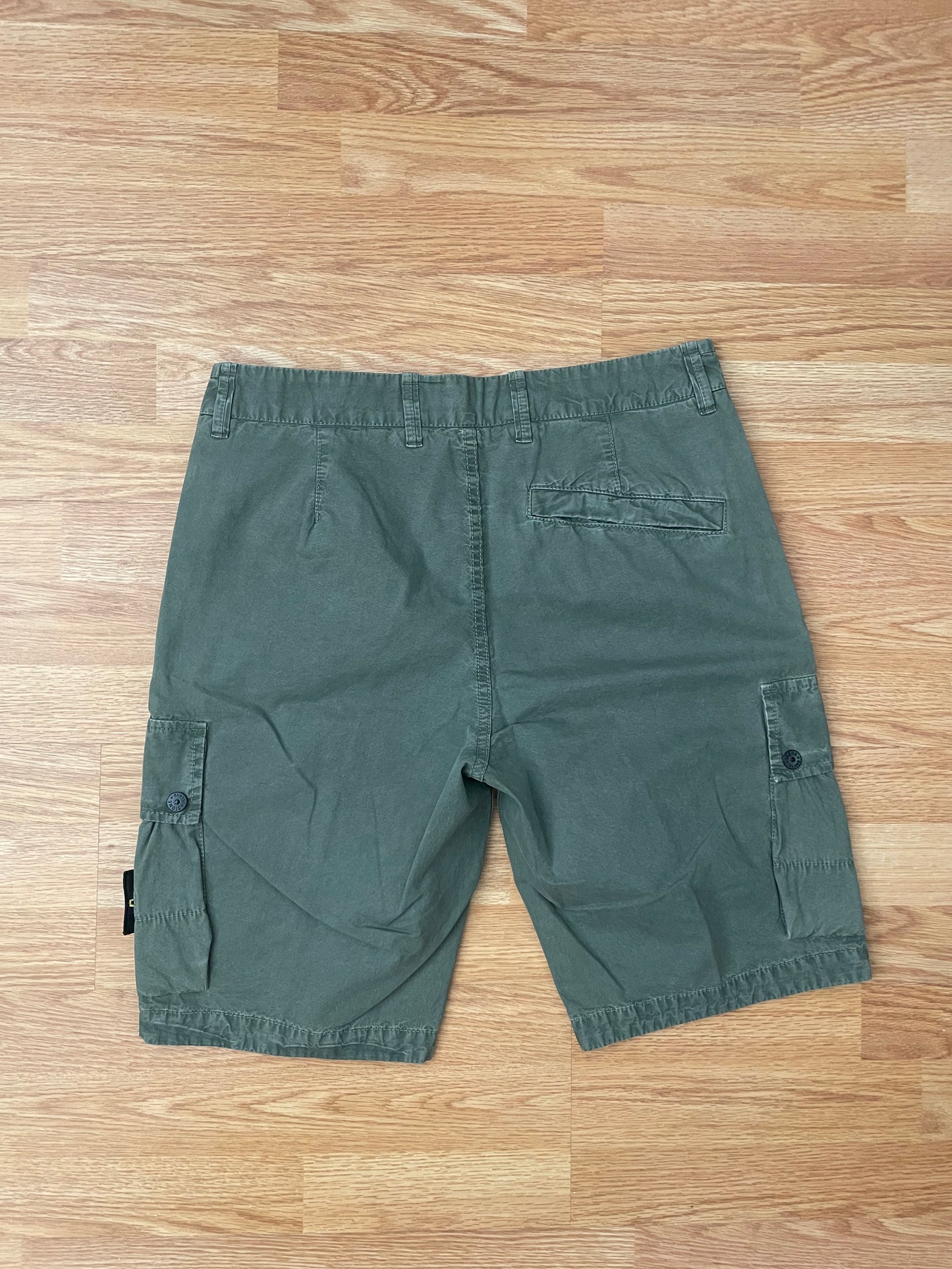 Green Stone Island Cargo Shorts