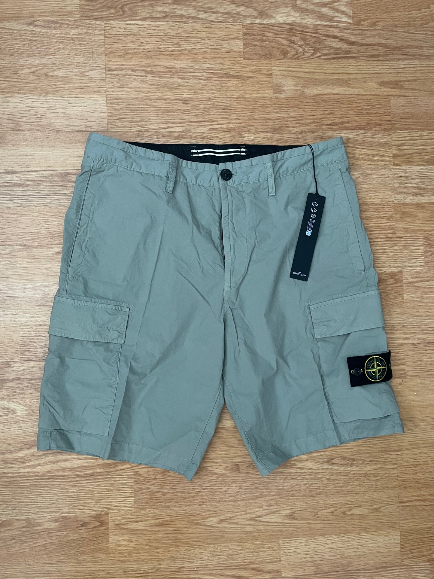 Sage Green Stone Island Tela Cargo Shorts