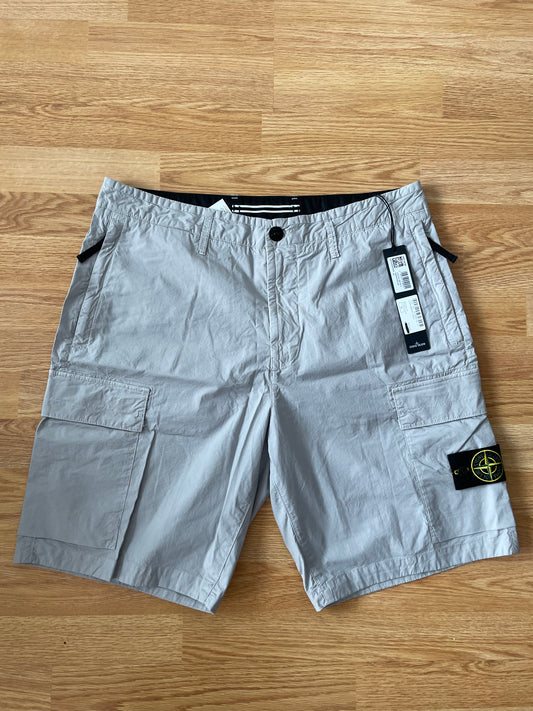 Light Grey Stone Island Tela Cargo Shorts