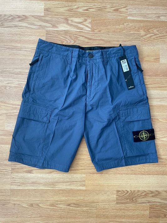 Avio Blue Stone Island Tela Cargo Shorts