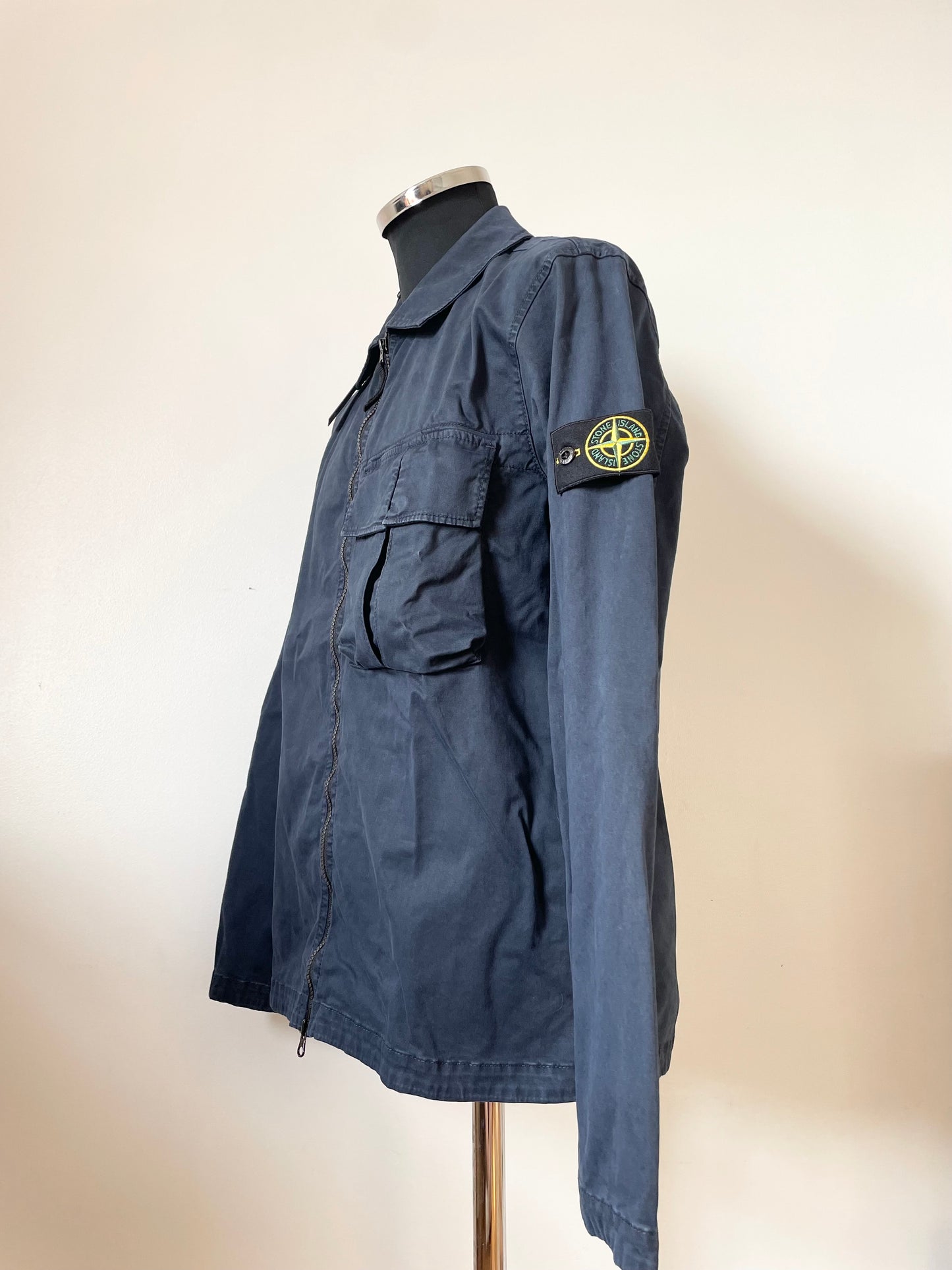 Navy Stone Island Cotton Overshirt