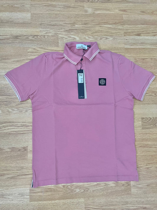 Pink Stone Island Polo Shirt