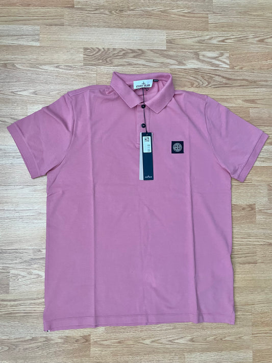 Pink Stone Island Polo Shirt