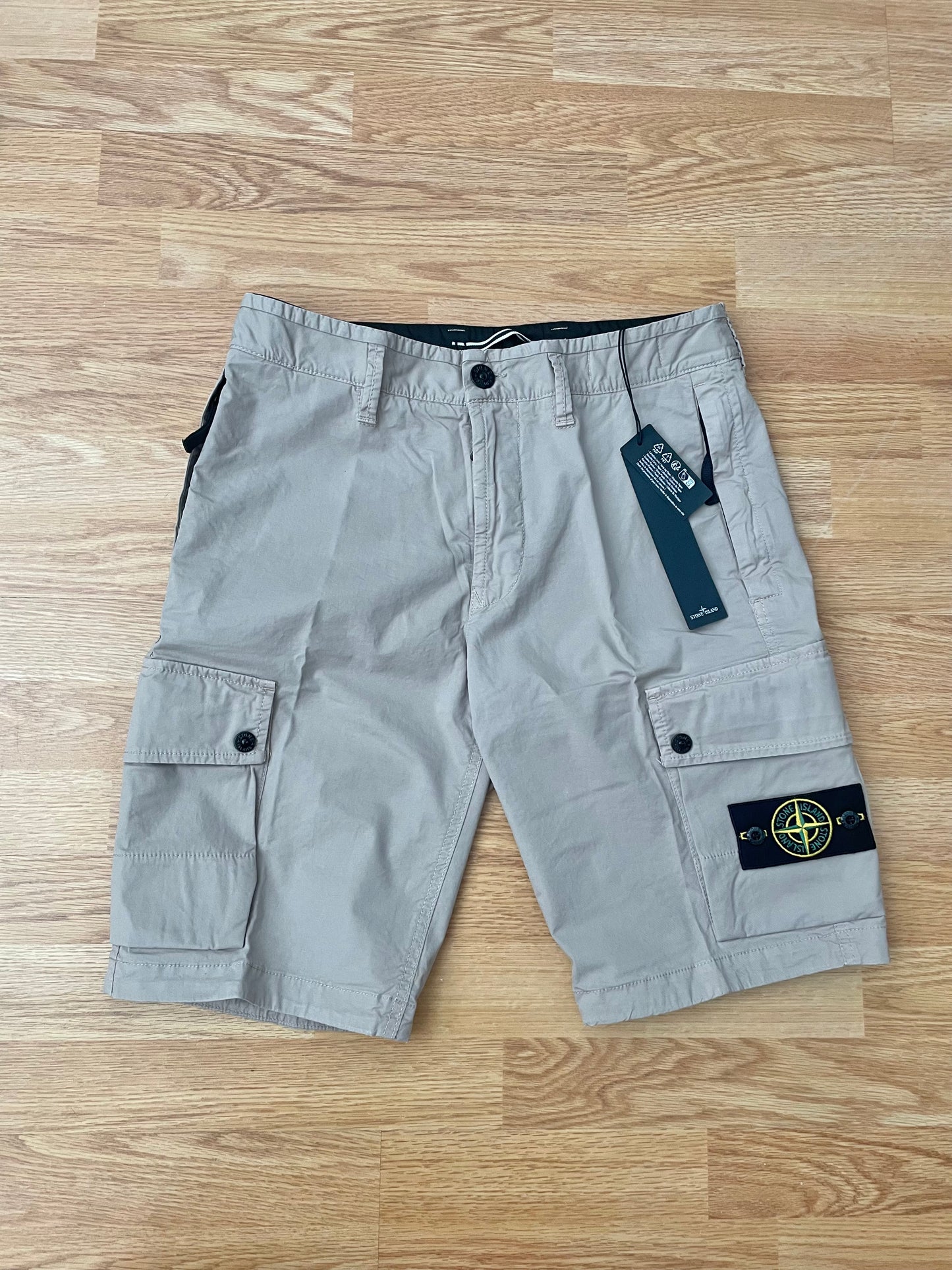 Beige Stone Island Cargo Shorts