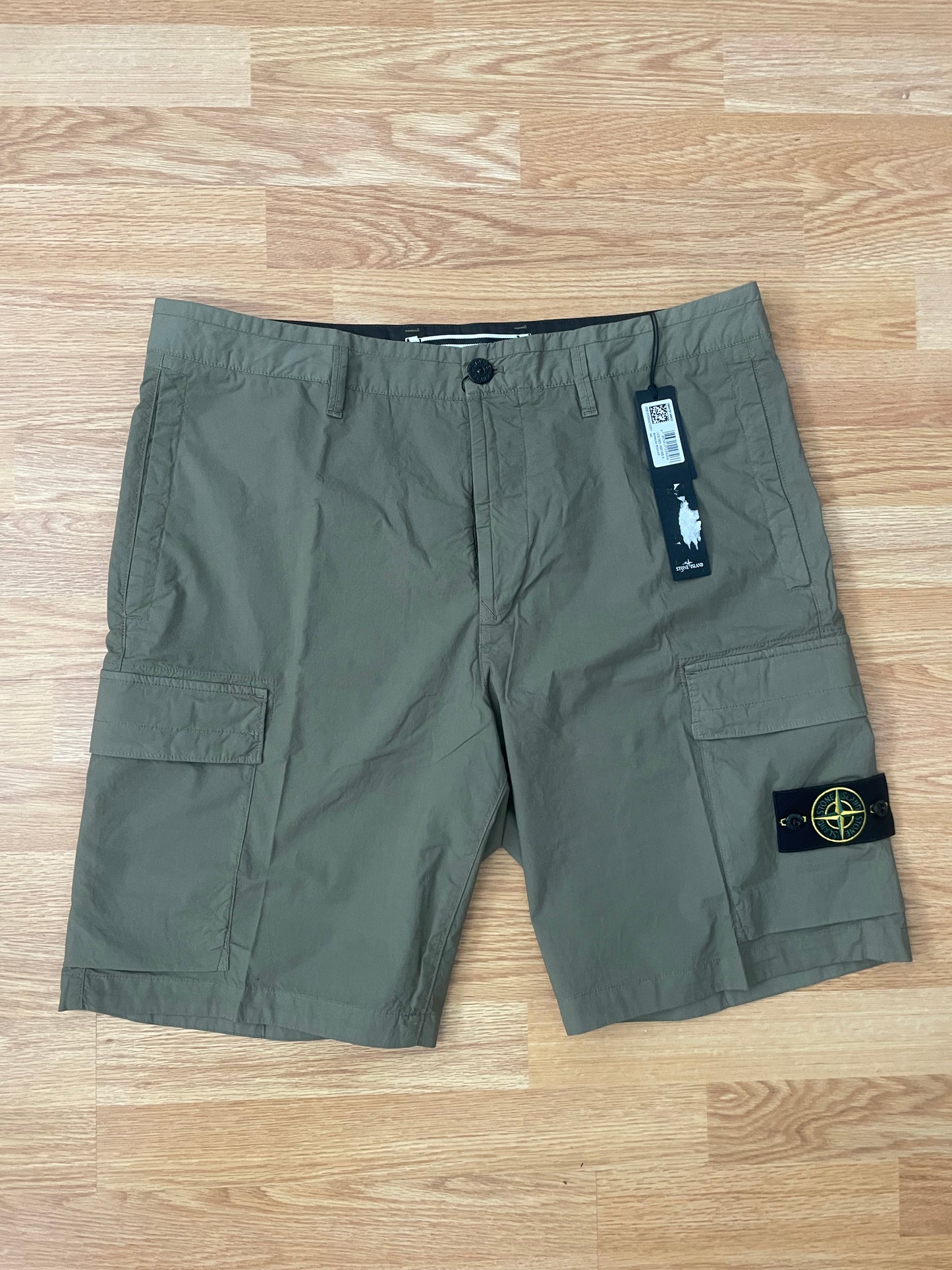Military Green Stone Island Tela Cargo Shorts