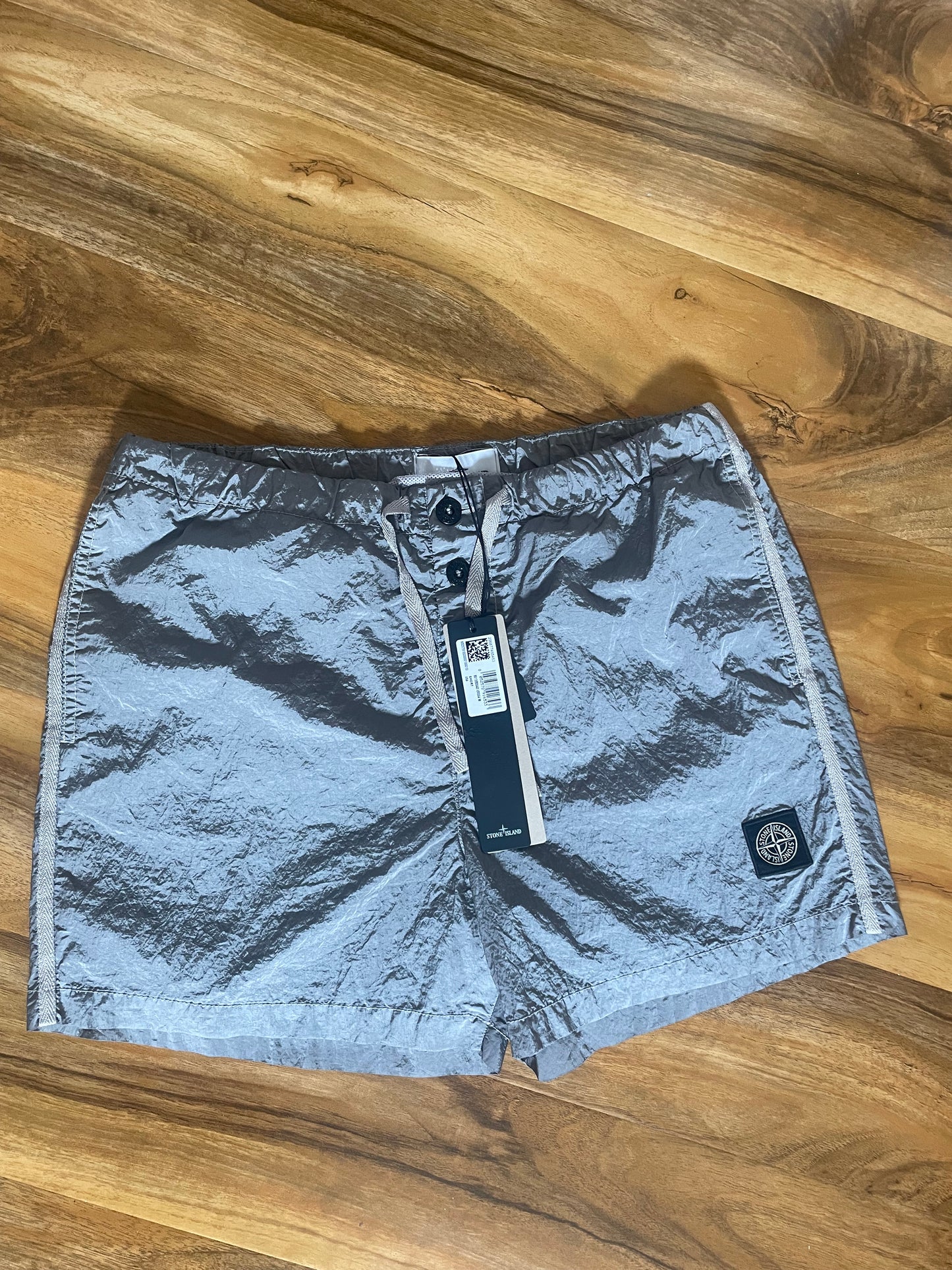 Silver Stone Island Nylon Swim Shorts