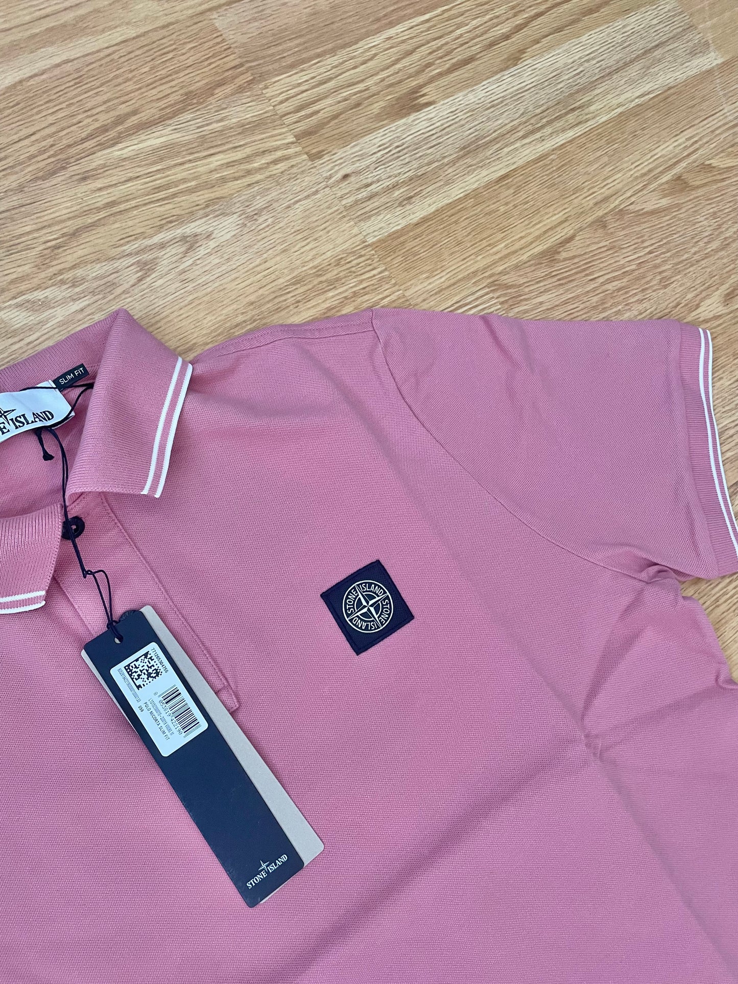 Pink Stone Island Polo Shirt
