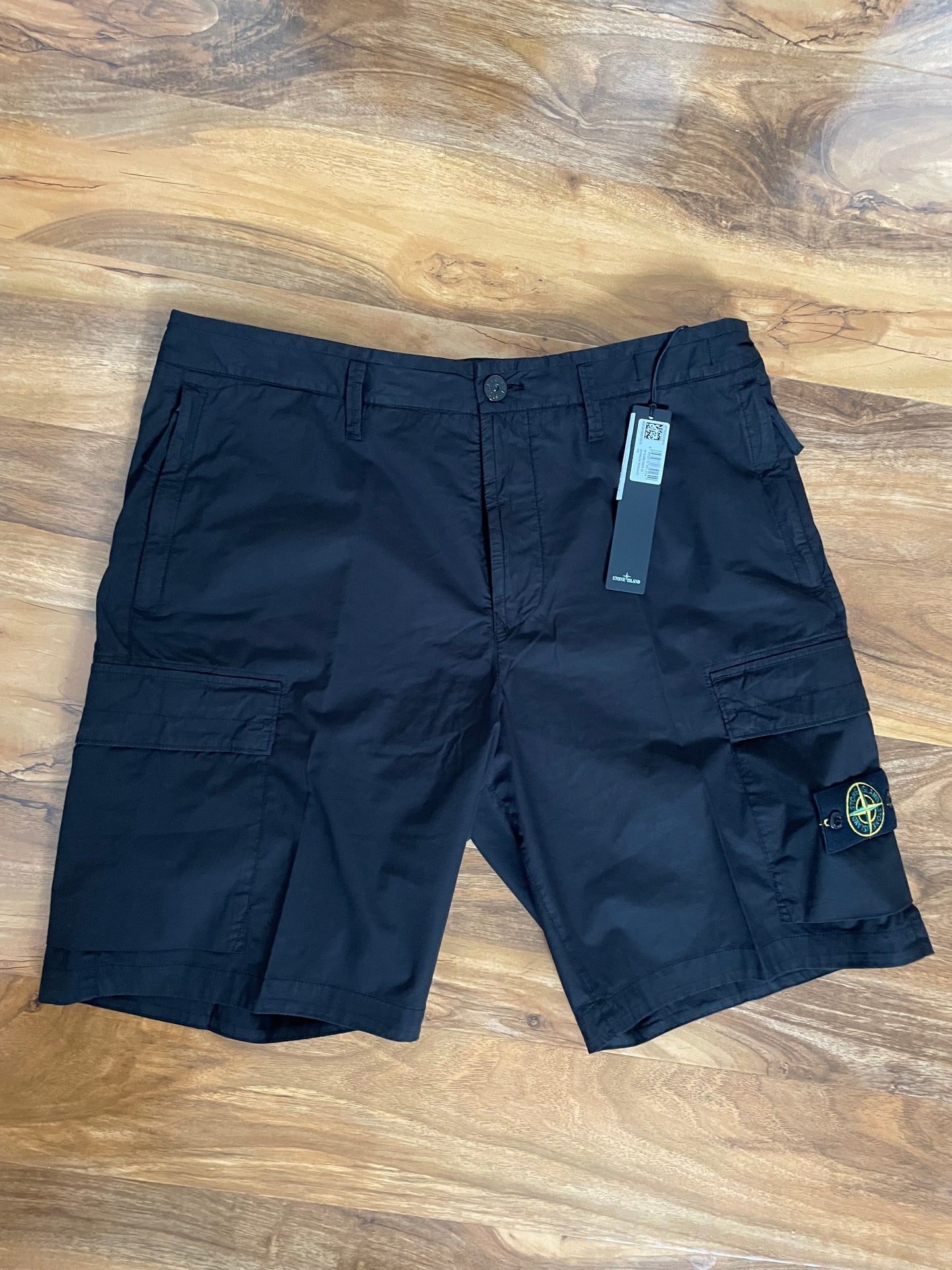 Black Stone Island Cargo Shorts