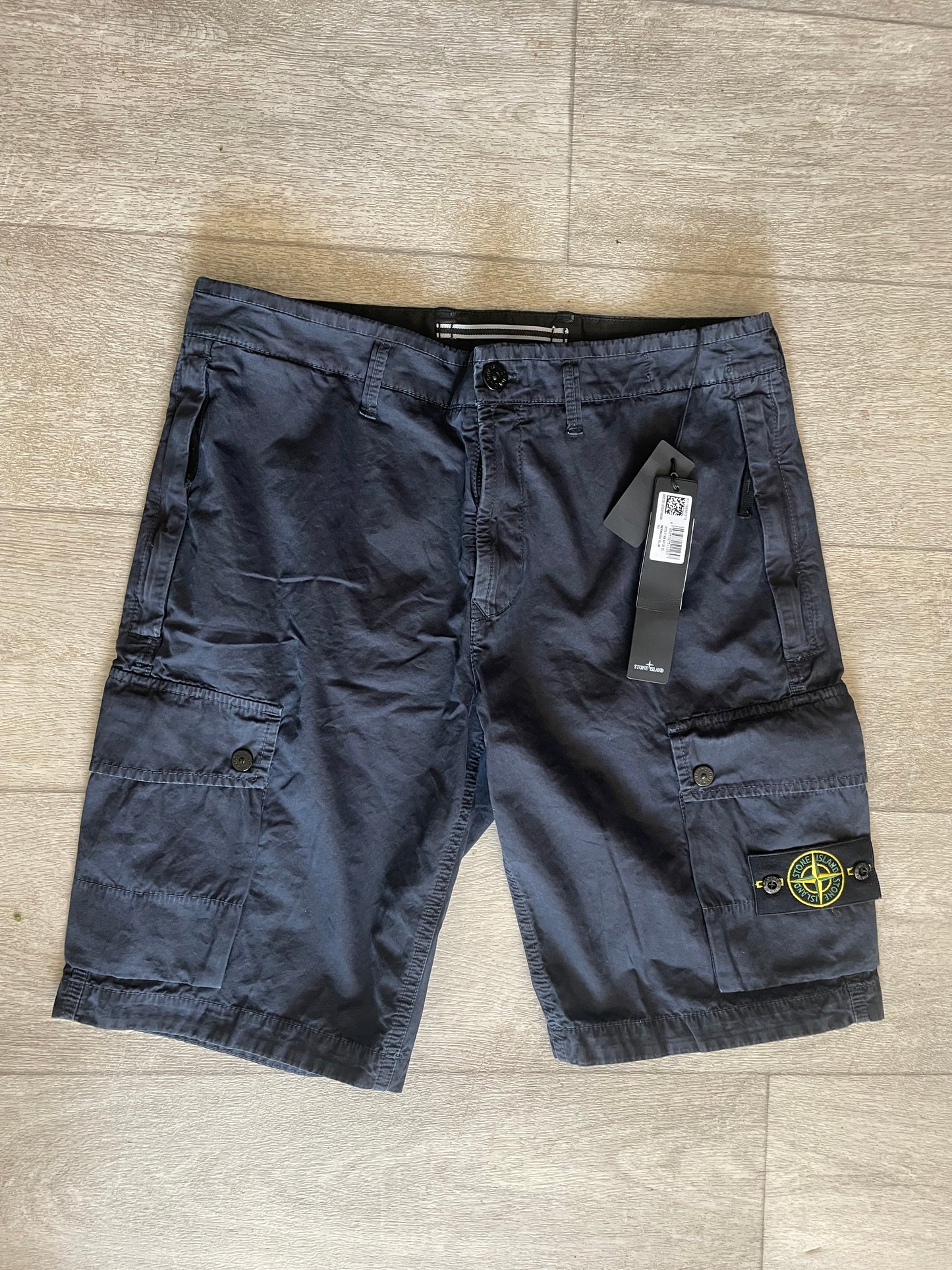 Navy Stone Island Cargo Shorts