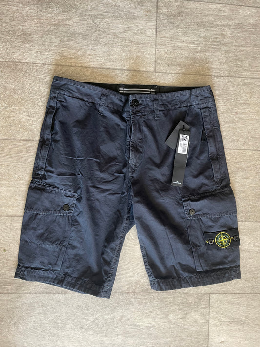 Navy Stone Island Cargo Shorts