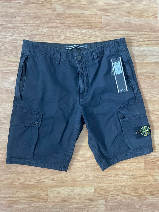 Navy Stone Island Cargo Shorts