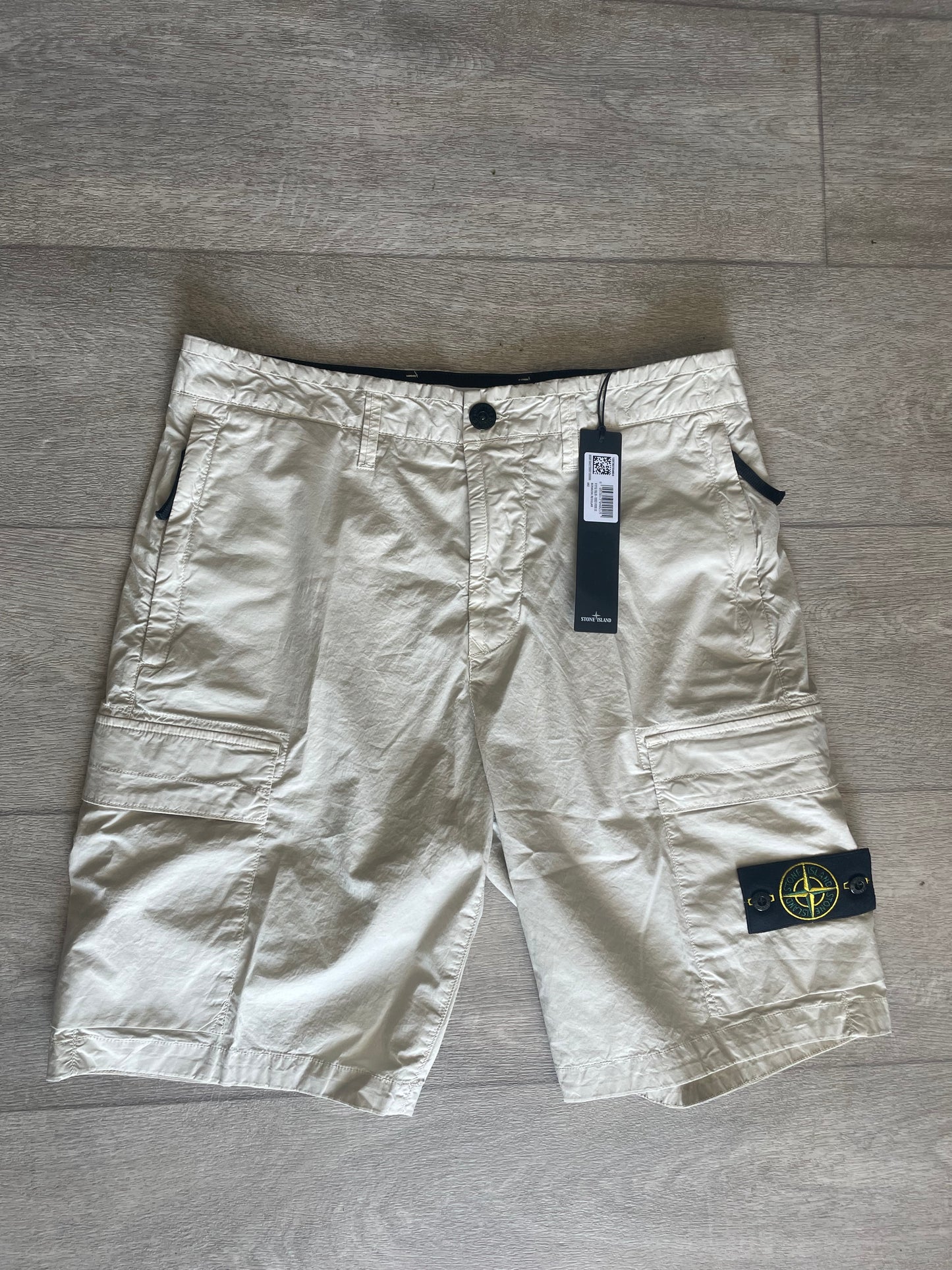 Beige Stone Island Tela Cargo Shorts