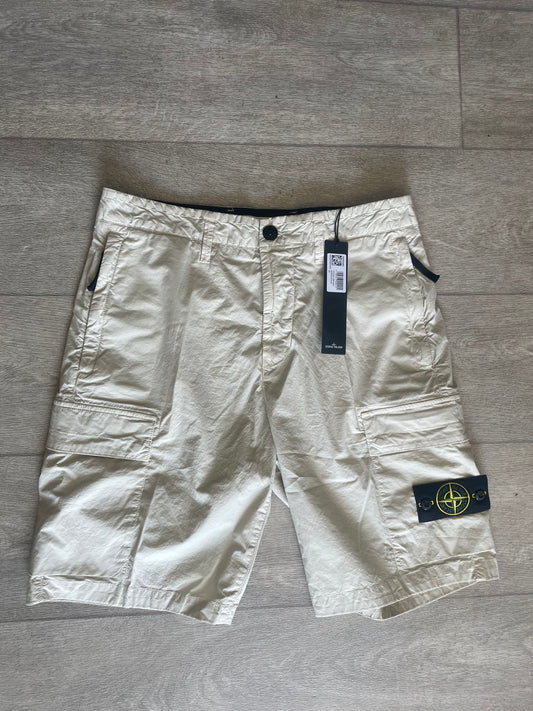 Beige Stone Island Tela Cargo Shorts
