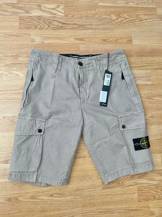 Beige Stone Island Cargo Shorts