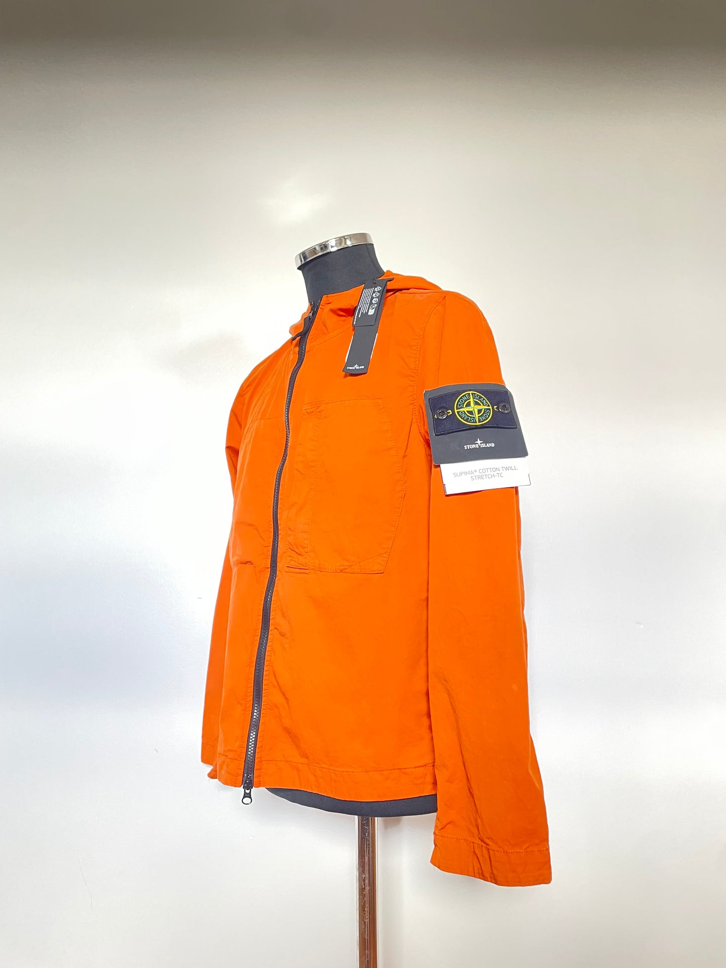 Orange Stone Island Hooded Jacket