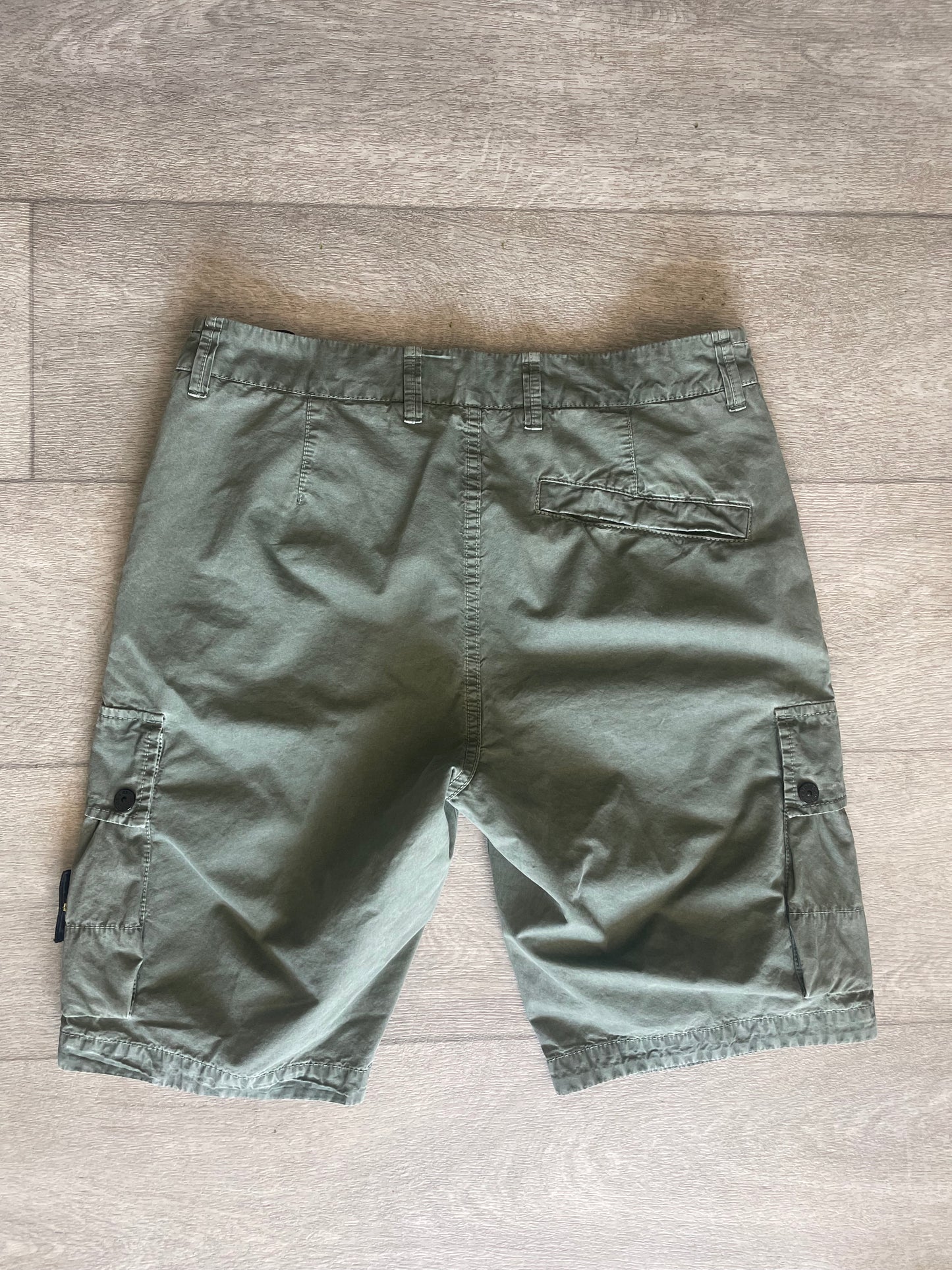 Green Stone Island Cargo Shorts
