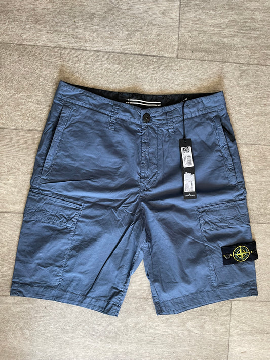 Avio Blue Stone Island Tela Cargo Shorts