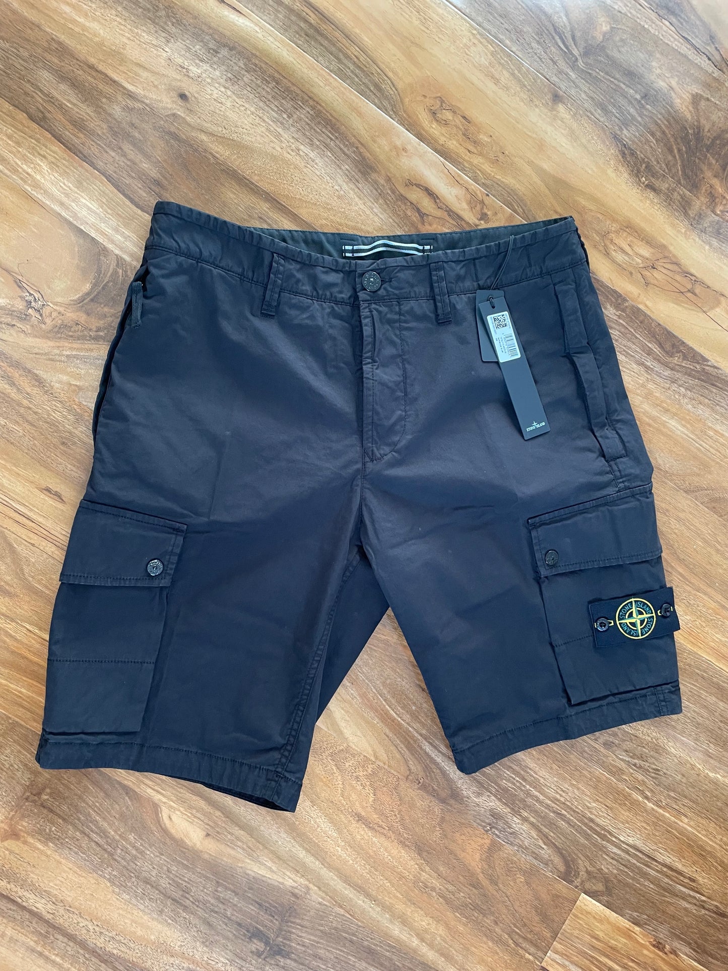 Black Stone Island Cargo Shorts