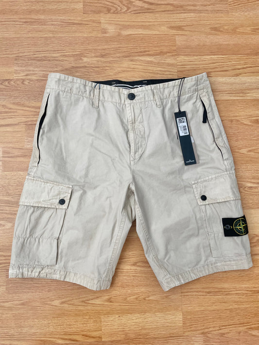 Beige Stone Island Cargo Shorts