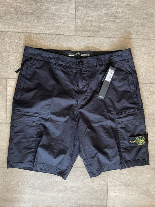 Navy Stone Island Tela Cargo Shorts