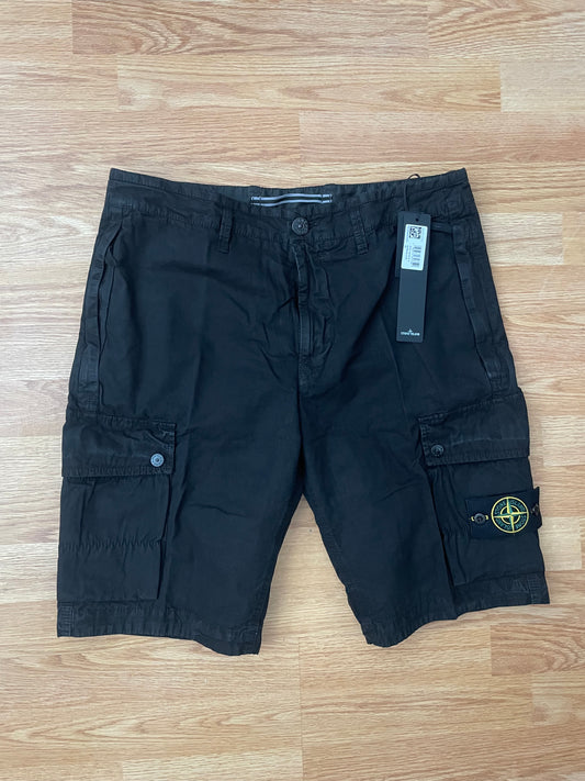 Black Stone Island Cargo Shorts