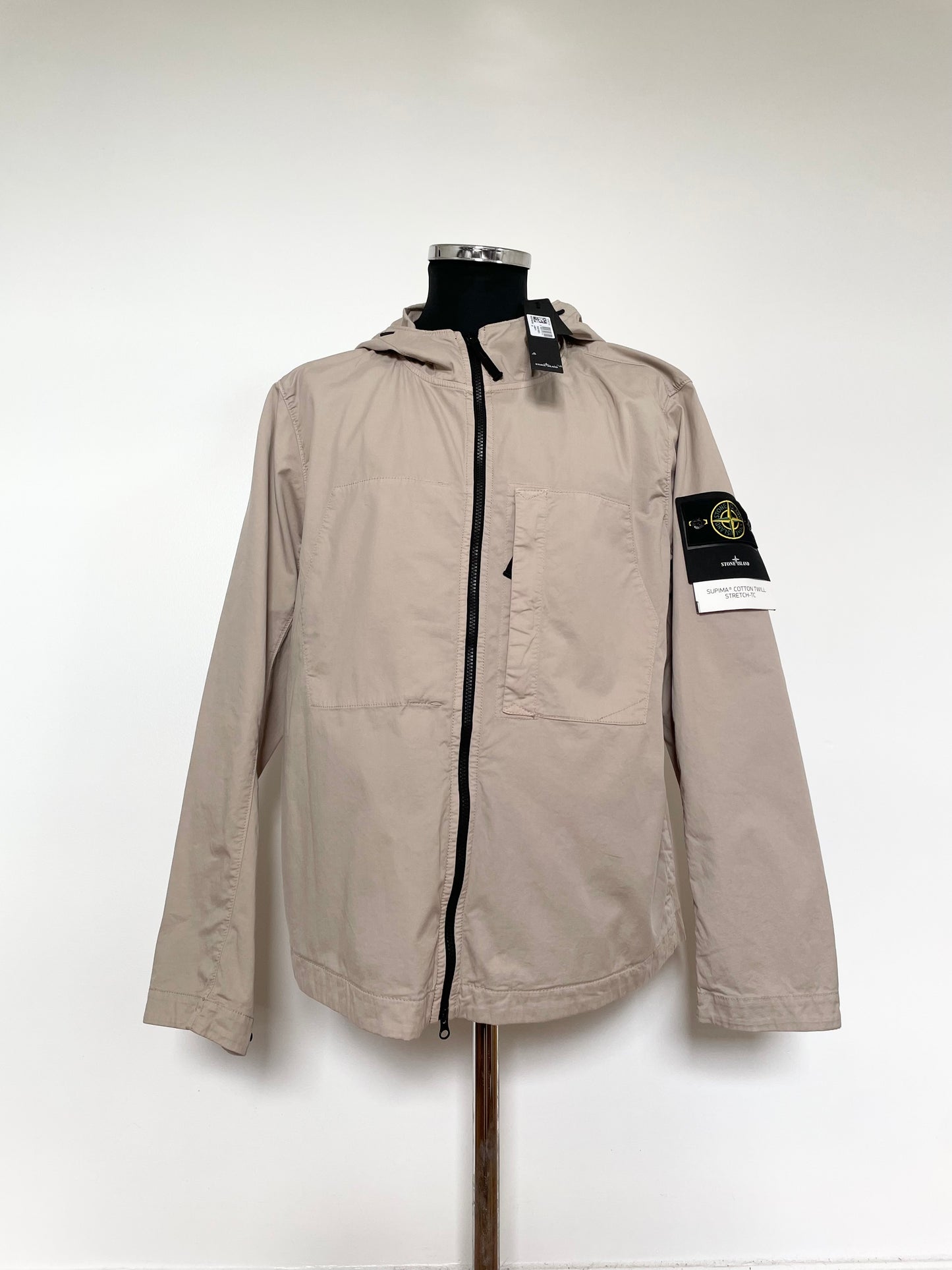 Beige Stone Island Hooded Jacket