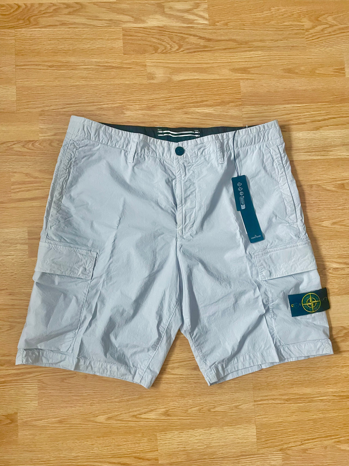 Sky Blue Stone Island Tela Cargo Shorts