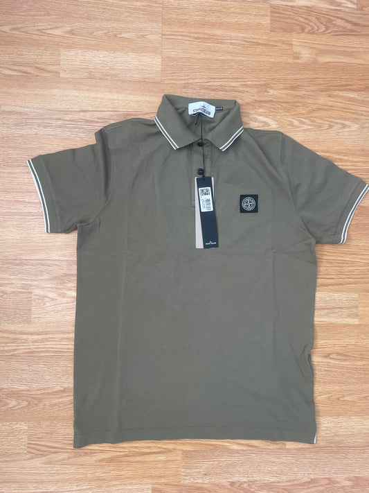 Green Stone Island Polo Shirt
