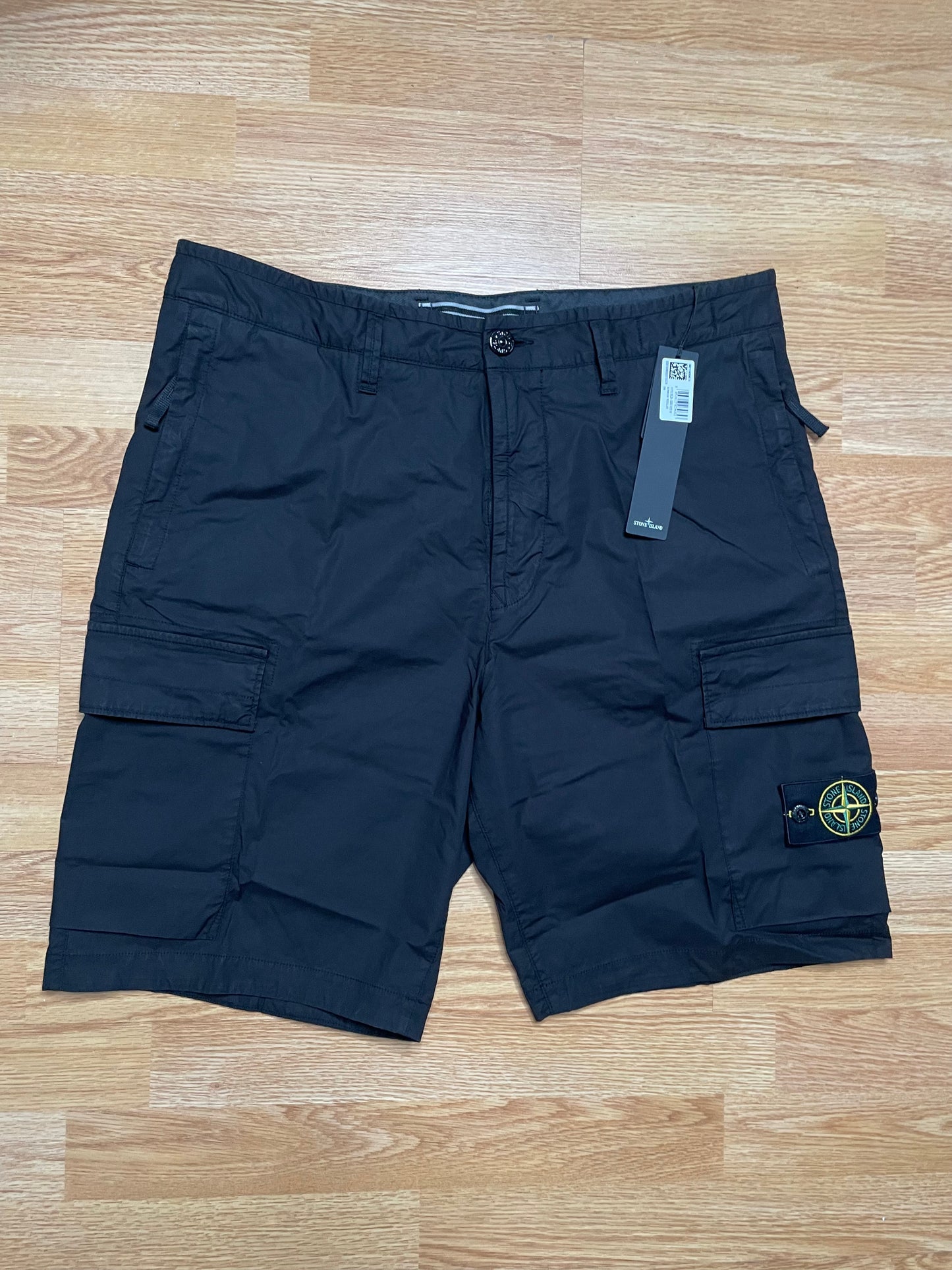Black Stone Island Tela Cargo Shorts
