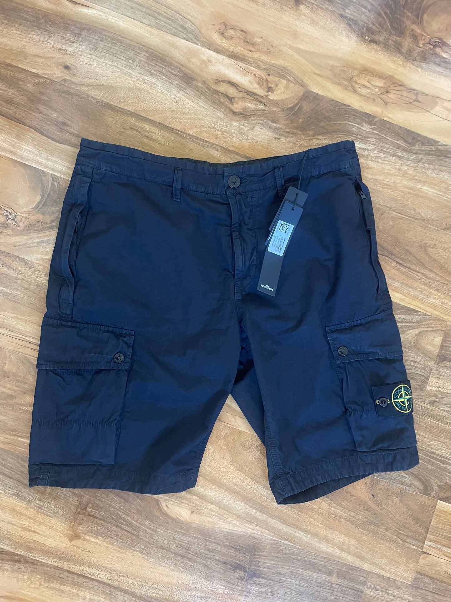 Navy Stone Island Cargo Shorts