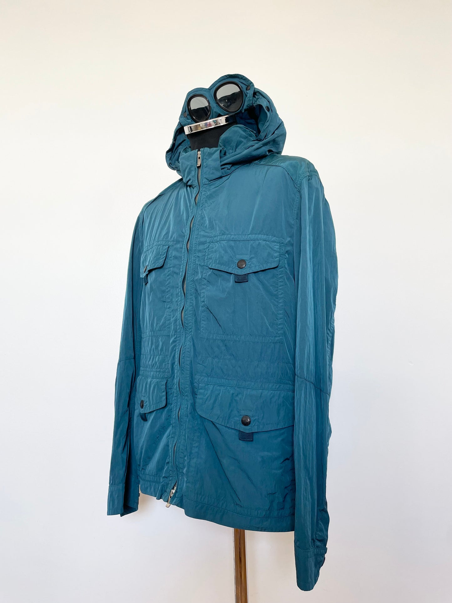 Teal Blue C.P. Company Shimmer Goggle Jacket