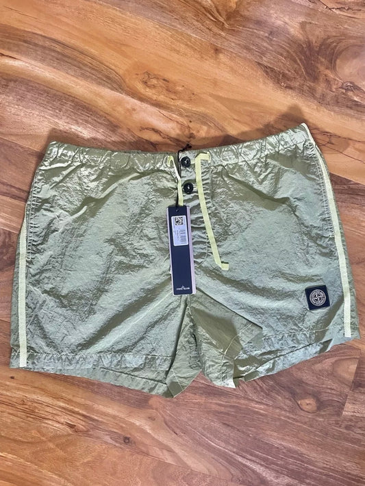 Lemon Stone Island Nylon Swim Shorts