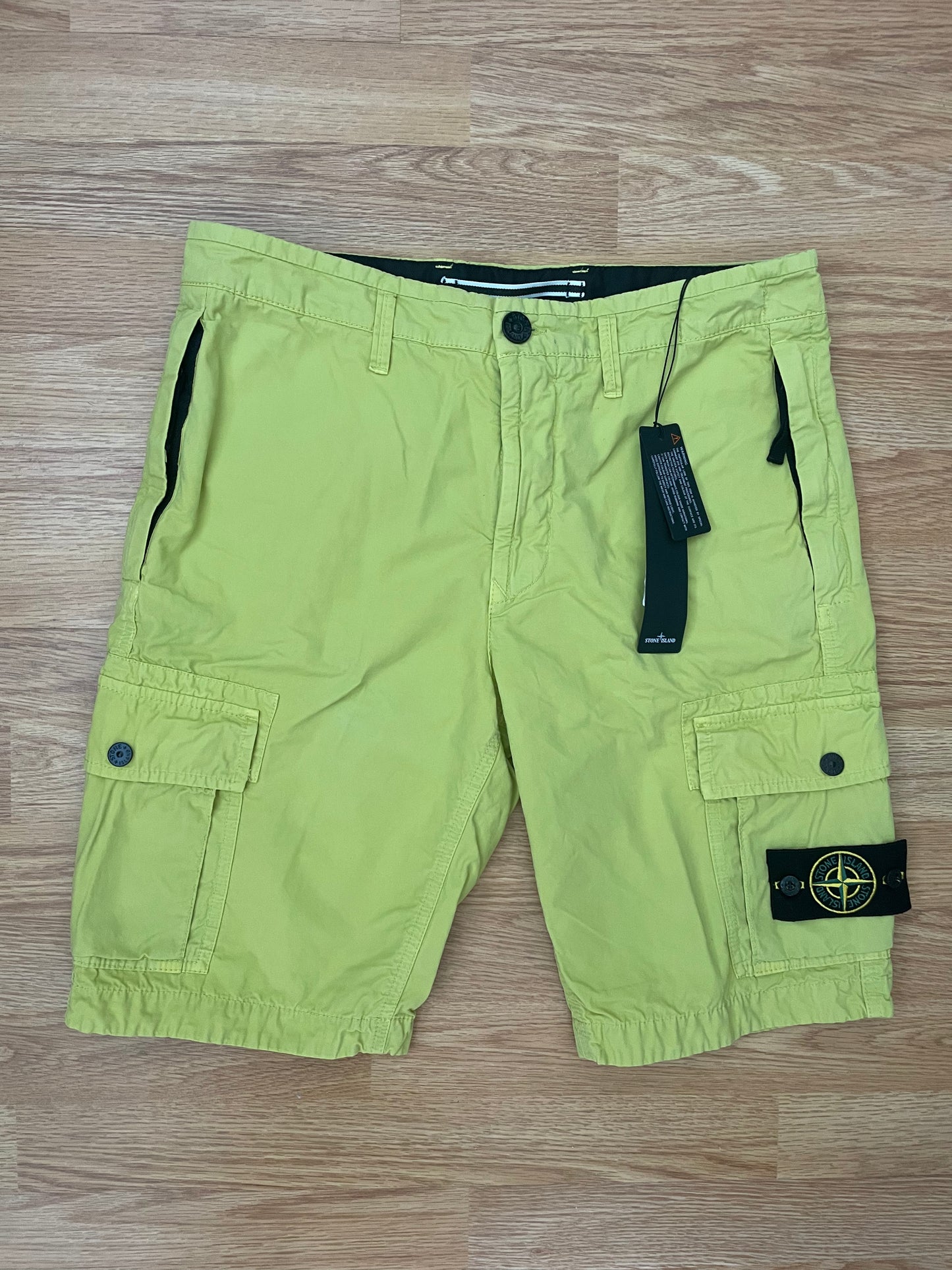 Lime Yellow Stone Island Cargo Shorts