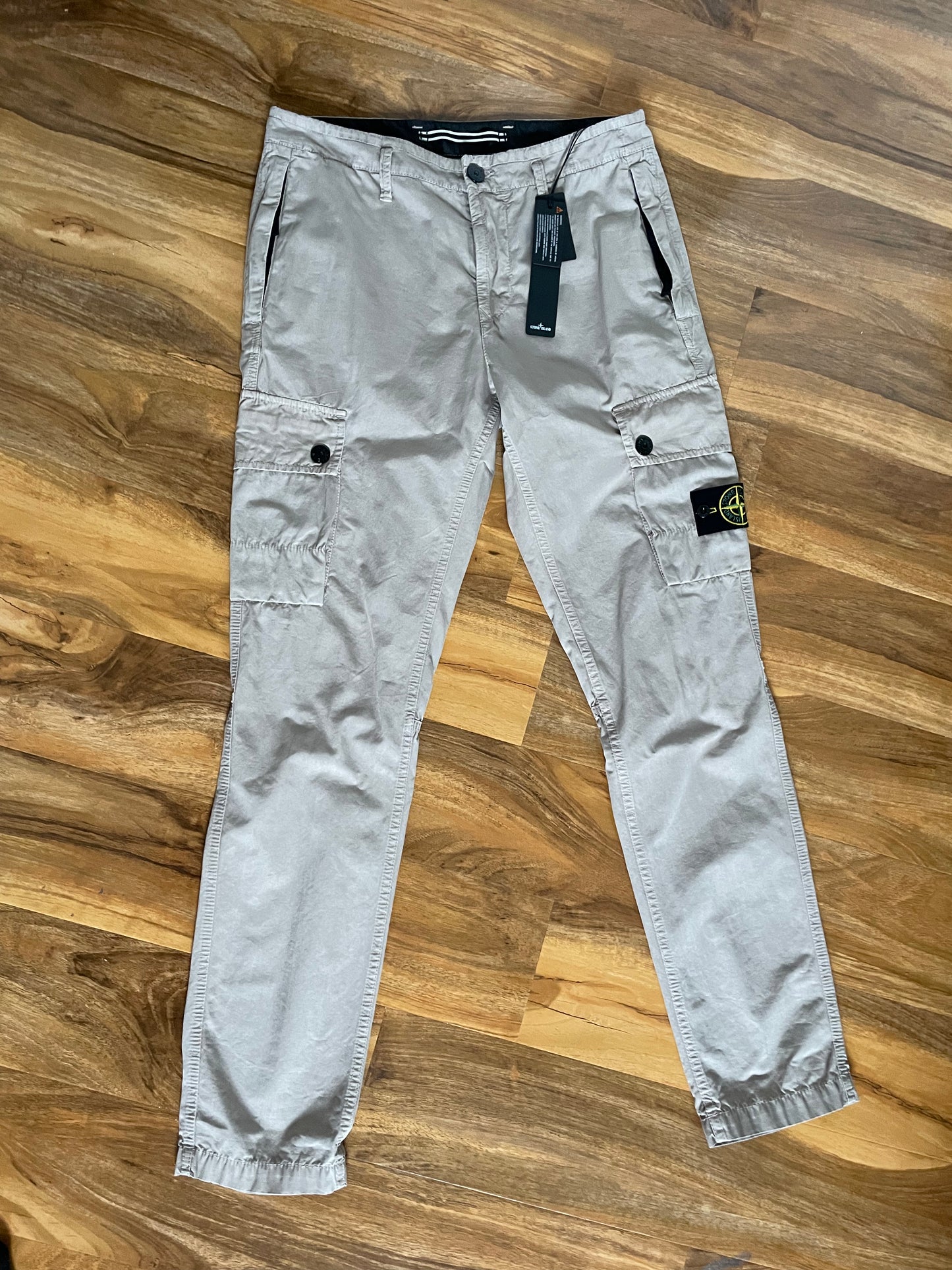 Beige Stone Island Cargo Trousers