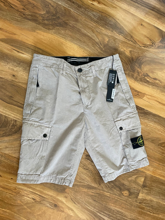 Beige Stone Island Cargo Shorts