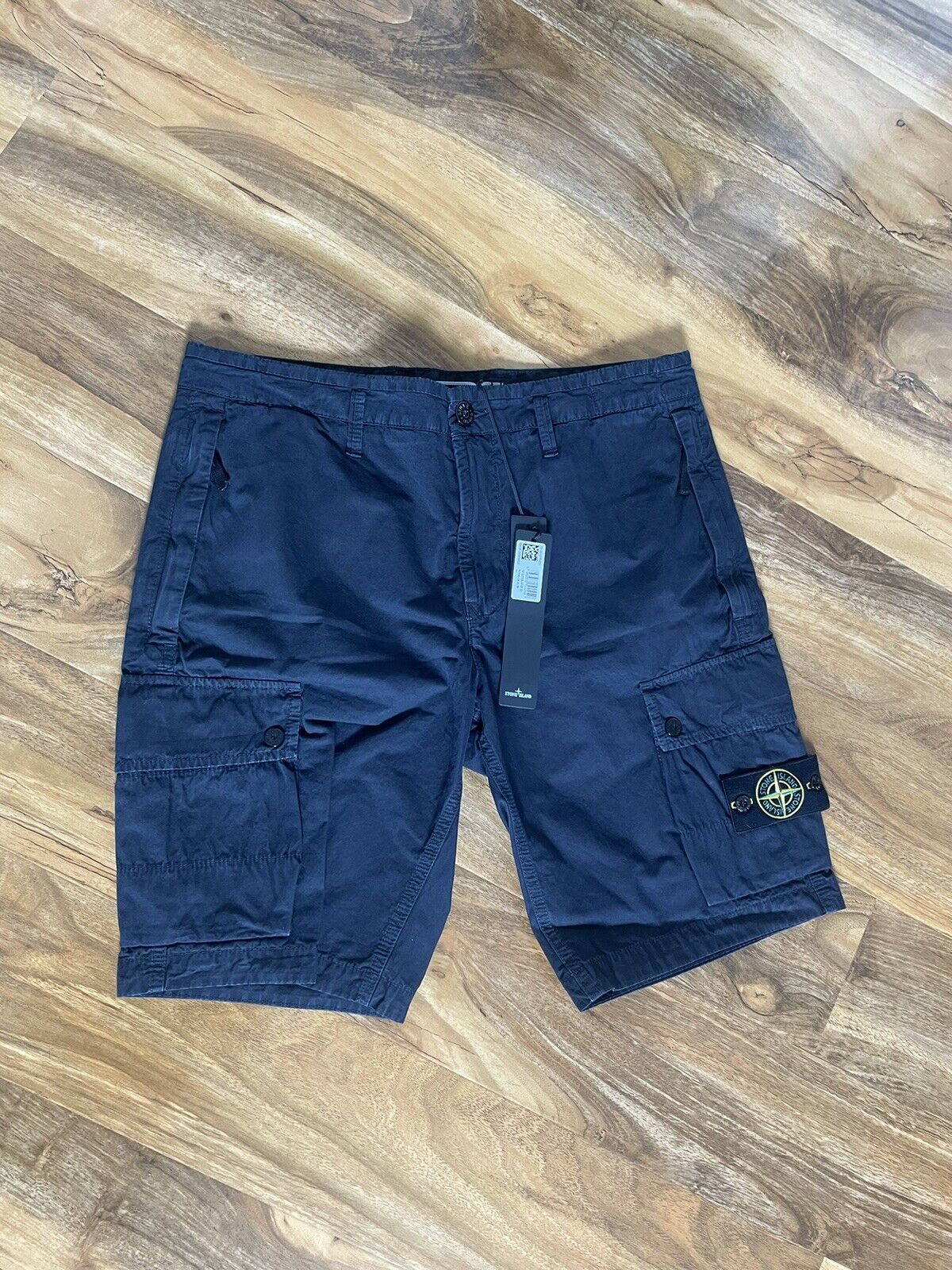 Navy Stone Island Cargo Shorts