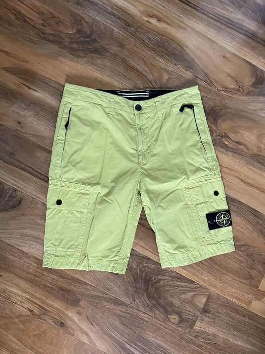 Lime Yellow Stone Island Cargo Shorts